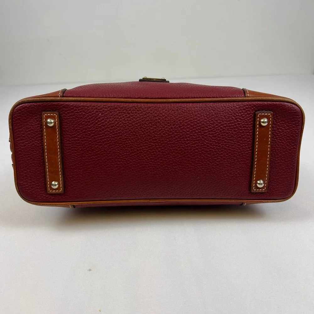 Dooney & Bourke Pebble Grain Leather Hobo Bag Burgundy Brown Trim Good Condition